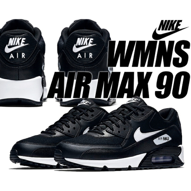 美品 ナイキ エアマックス90 NIKE WMNS black whiteAirMax