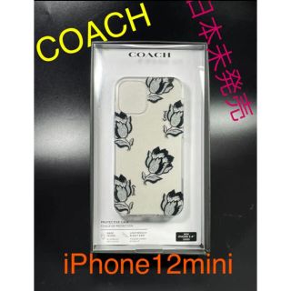 コーチ(COACH)の【新品未使用】コーチ Coach iPhone12Mini 黒 ラメ 花 透明(iPhoneケース)