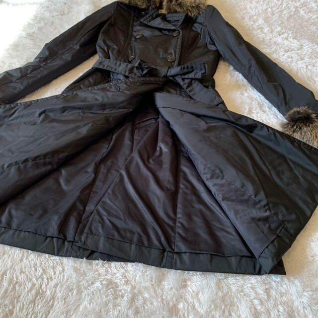 OLD ENGLAND(オールドイングランド)のオールドイングランド　FOXファー　ダウンコート　トレンチ　黒　ダブルボタン レディースのジャケット/アウター(ダウンコート)の商品写真