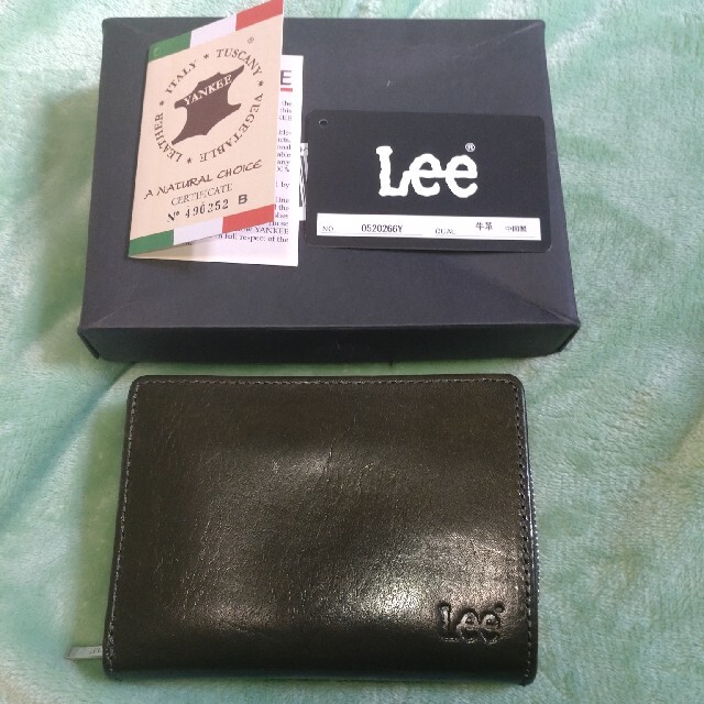 LEE(リー)ベジタブルレザー 二つ折り財布/グリーン/美品