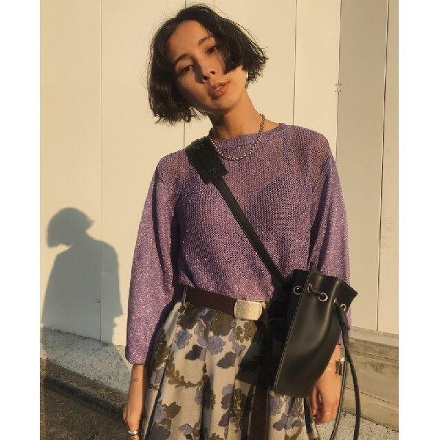 Ameri VINTAGE(アメリヴィンテージ)の着２回 アメリヴィンテージSPARKLE LAME KNITシアーニット レディースのトップス(ニット/セーター)の商品写真