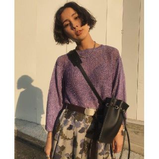 Ameri VINTAGE - 美品 着２回 SPARKLE LAME KNITシアーニットパープル