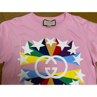 グッチ(Gucci)の●GUCCIグッチピンク地スター柄TシャツメンズXS(Tシャツ/カットソー(半袖/袖なし))