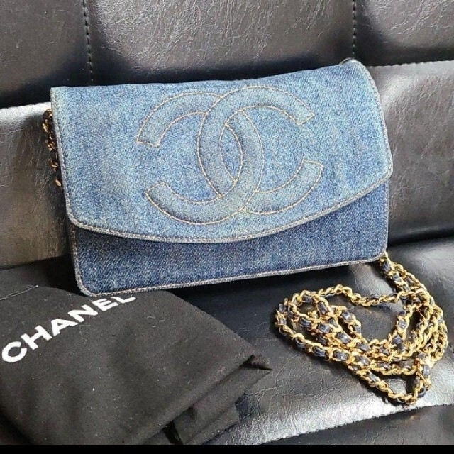 CHANEL꙳★*゜極美品 超レア 24番台 デニム チェーンウォレット