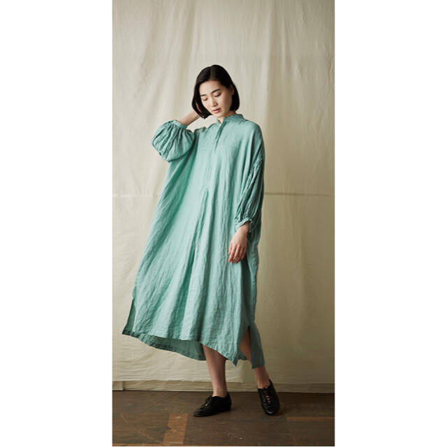 新品 スズキタカユキ puff sleeve dress spray green - ロング ...