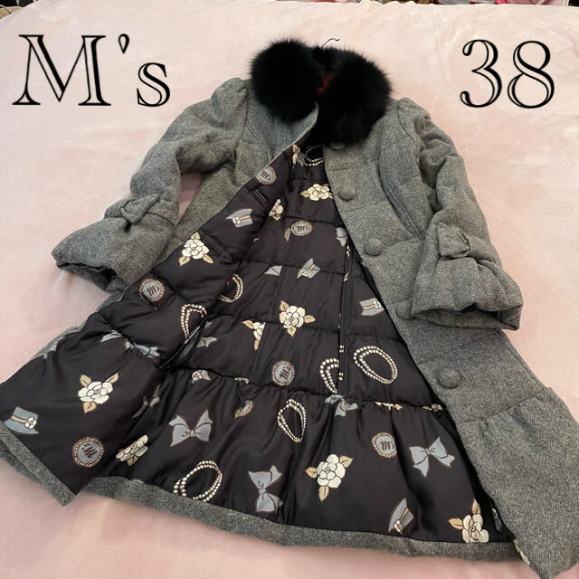 美品❤︎M’S GRACY❤︎エムズグレイシー❤︎ファー付リボンダウンコート38