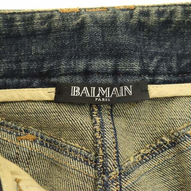 BALMAIN バルマン BIKER BLUE JEANS バイカースキニーデニムパンツ インディゴ レディース 5757-241N