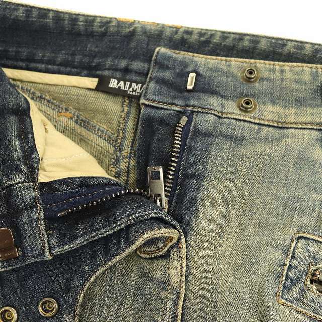 BALMAIN バルマン BIKER BLUE JEANS バイカースキニーデニムパンツ インディゴ レディース 5757-241N