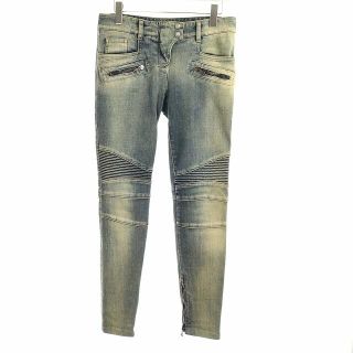 BALMAIN バルマン BIKER BLUE JEANS バイカースキニーデニムパンツ インディゴ レディース 5757-241N