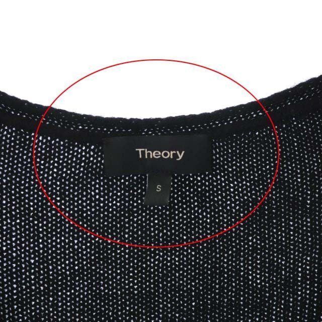 theory(セオリー)のセオリー ニット セーター チュニック丈 半袖 Vネック カシミヤ S 黒 レディースのトップス(ニット/セーター)の商品写真