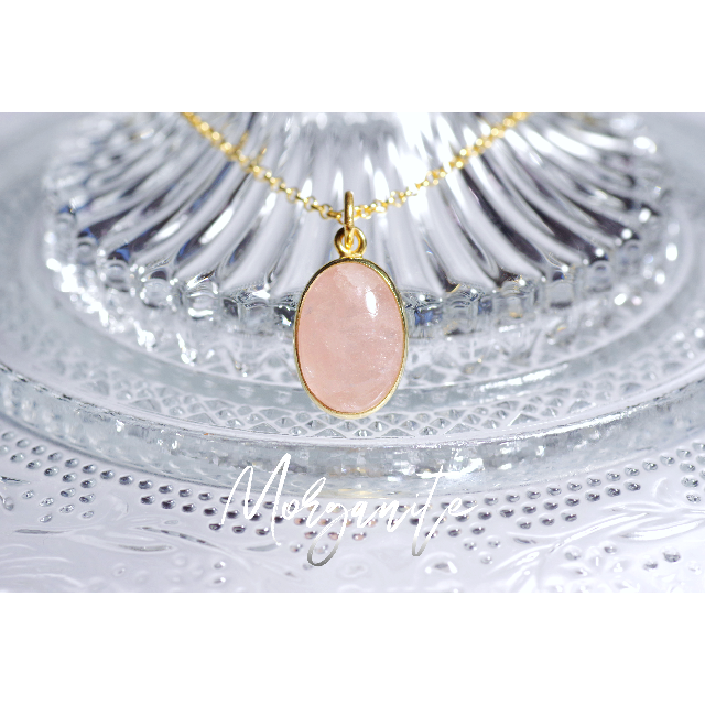 20％OFF『Morganite』世界でひとつの天然石ネックレスs925+22k