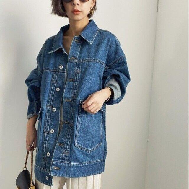 Ameri VINTAGE(アメリヴィンテージ)の美品 着1回 KNIT DOCKING DENIM JACKETブルー レディースのジャケット/アウター(Gジャン/デニムジャケット)の商品写真