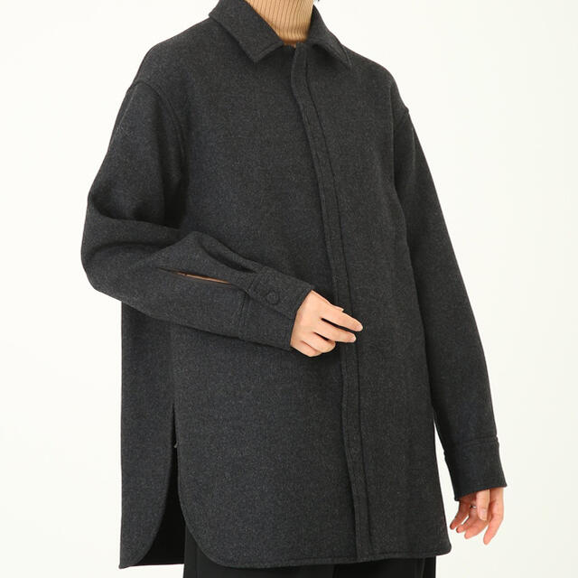 タグ付き オーラリー ライトメルトンジップシャツ チャコール size1