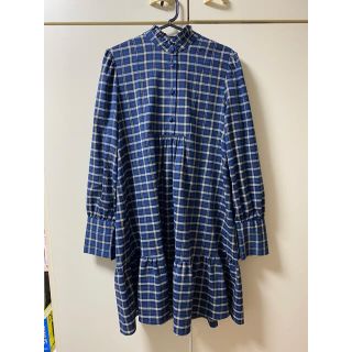 ザラ(ZARA)のZARA フリル襟　チェック　ワンピース(ミニワンピース)