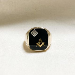 ビンテージ　フリーメイソン　リング　10k 10金 18k 14k 美品(リング(指輪))