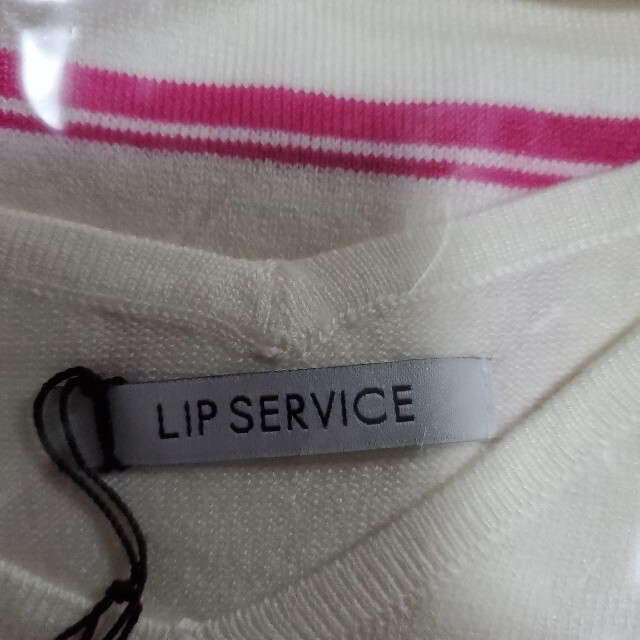 LIP SERVICE(リップサービス)の(今だけ5%)(新品) LIP SERVICE 半袖ニットボーダーOP  フリー レディースのワンピース(ミニワンピース)の商品写真