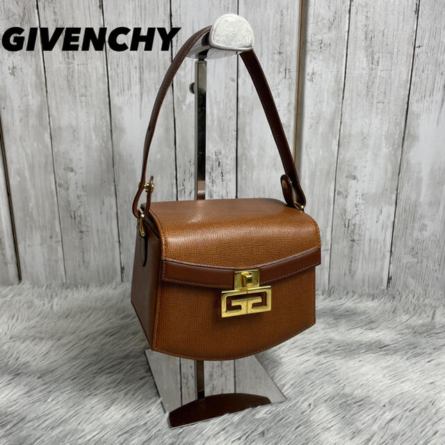 ●激レア美品●GIVENCHY ジバンシー　ミニハンドバッグ　スクエア型　金ロゴ