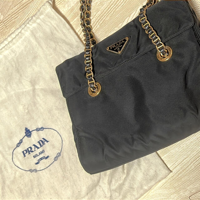 PRADA プラダ チェーンショルダー ナイロン 黒 レディース PRADA プラダ チェーンショルダー ナイロン 黒 レディース