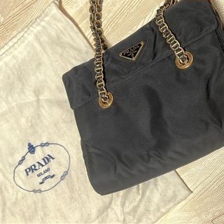 プラダ(PRADA)のPRADA プラダ　チェーンショルダー　ナイロン　黒　レディース　中古(ショルダーバッグ)