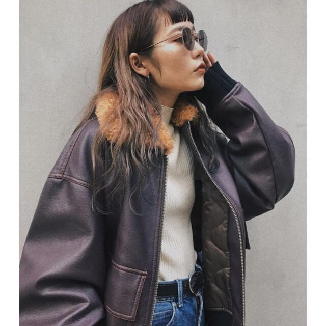 SLY(スライ)のsly THROW♡VEGAN LEATHER BALOON B-3JK レディースのジャケット/アウター(ブルゾン)の商品写真