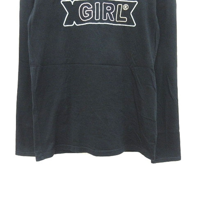 X-girl(エックスガール)のエックスガール x-girl Tシャツ カットソー 長袖 Uネック ロゴ刺繍 1 レディースのトップス(Tシャツ(長袖/七分))の商品写真