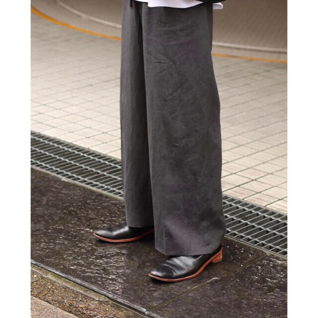 SUNSEA - SUNSEA 21ss LINEN WIDE PANTS チャコール・サイズ2の通販 by