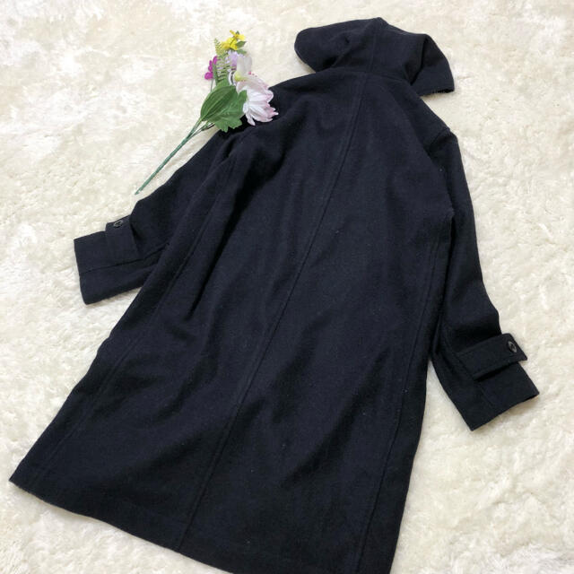 美品 MHL マーガレットハウエルウール フーデットコート ネイビー サイズ1