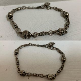 クロムハーツ(Chrome Hearts)のVINTAGE ヴィンテージ SILVER925 スカル シルバーブレスレット(ブレスレット)