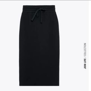 ザラ(ZARA)のZARAジャージ素材 タイトスカート 黒 (ロングスカート)