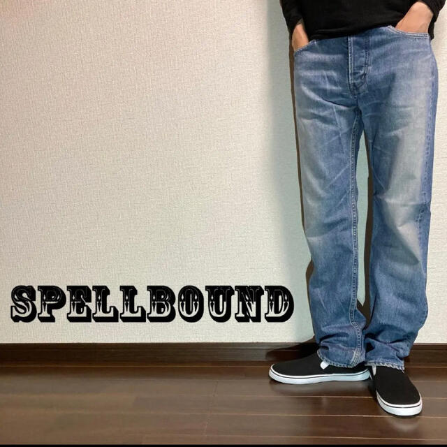 SPELL BOUND(スペルバウンド)の【SPELLBOUND】スペルバウンド ヴィンテージ加工デニムパンツ Lサイズ メンズのパンツ(デニム/ジーンズ)の商品写真