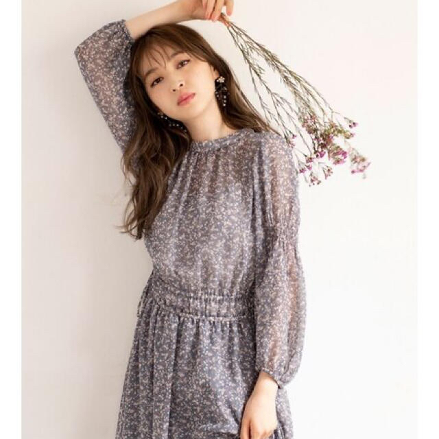 美品♡ビンテージ小花ハイネックワンピース♡ウィルセレクション♡サックスブルー 2