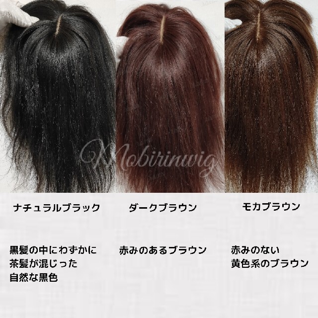 カラーナチュラルブラック【新品】高級人毛100％ ヘアピース ナチュラルブラック④-35cm