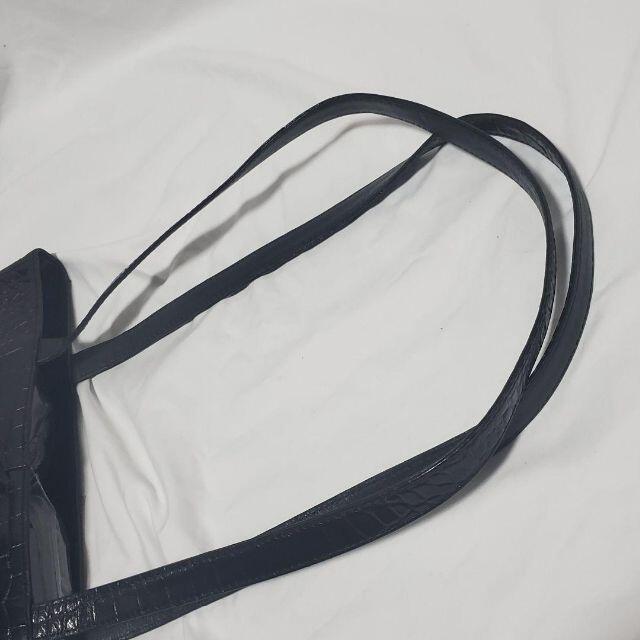 【美品】イヴサンローラン トートバッグ クロコ型押し 黒 編み込み ロゴチャーム