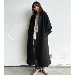 マウジー(moussy)の今季新作♡MOUSSY BAL COLLAR PUFF SLEEVE コート♡黒(ロングコート)