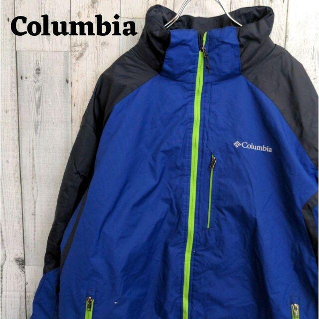 Columbia(コロンビア)の専用 90s コロンビア マウンテンパーカー ブルー（青）グリーン（黄緑）2L メンズのジャケット/アウター(マウンテンパーカー)の商品写真