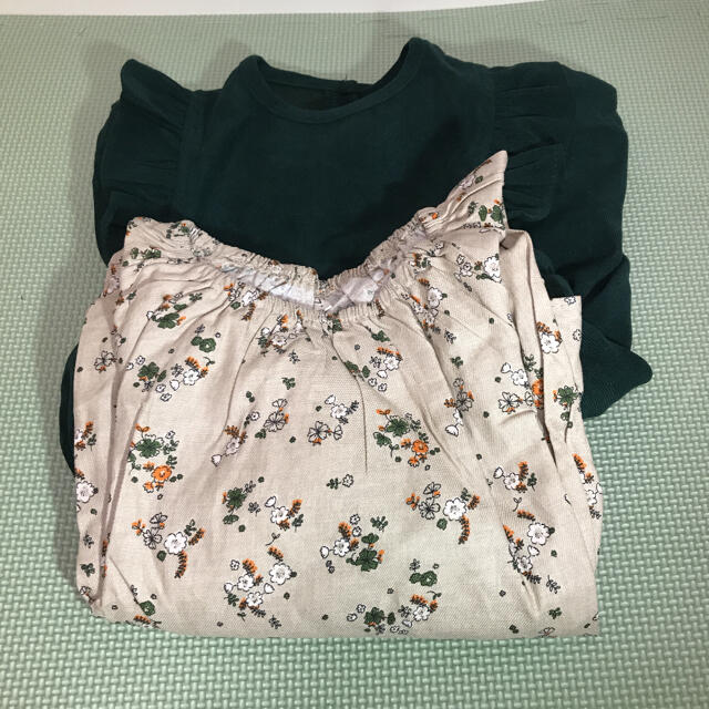 韓国　花柄シャツ　フリルワンピース　2点セット キッズ/ベビー/マタニティのキッズ服女の子用(90cm~)(ワンピース)の商品写真