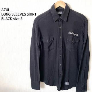 アズールバイマウジー(AZUL by moussy)のAZUL アズール サーマル長袖シャツ メンズ 刺繍 ロック 黒 S(シャツ)