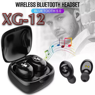 ワイヤレスイヤホン　XG-12 Bluetooth  ブラック　最新版(ヘッドフォン/イヤフォン)