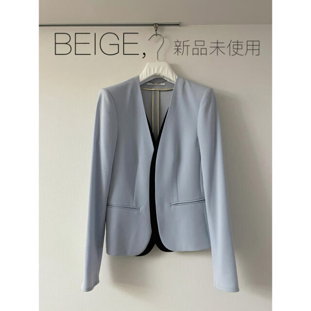 ★新品2019★BEIGE,ベイジ  ノーカラージャケット サックスブルー