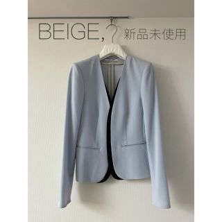 ★新品2019★BEIGE,ベイジ  ノーカラージャケット サックスブルー(ノーカラージャケット)