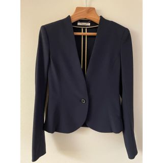 ☆新品☆BEIGE, ベイジ ノーカラーセットアップスーツ ネイビーの通販