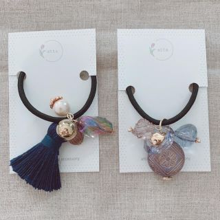 ハンドメイド♡手染めビーズのヘアゴム2点セット(ヘアアクセサリー)