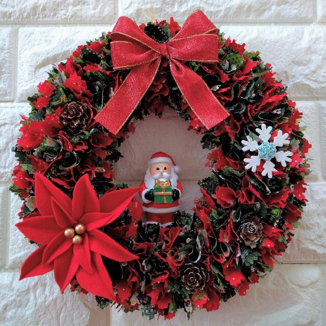フラワーリース♡パンパスグラスとゴールドローズのクリスマスリース♡