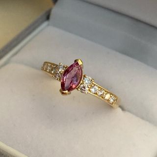 天然パパラチアサファイア ダイヤモンドリング 0.488ct(リング(指輪))