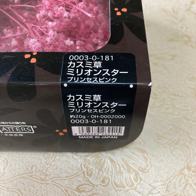 大地農園　かすみ草　ミリオンスター　プリンセスピンク　オーバタイム白 ハンドメイドのフラワー/ガーデン(プリザーブドフラワー)の商品写真