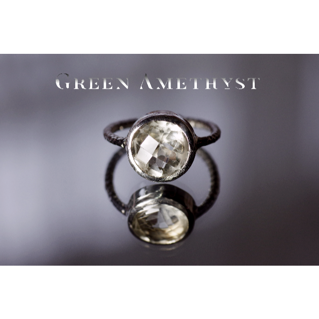 New『GreenAmethyst』世界でひとつの天然石リングsv925+rodのサムネイル