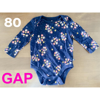 ベビーギャップ(babyGAP)のbabyGAP 長袖ロンパース　花柄80サイズ(ロンパース)