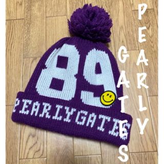 パーリーゲイツ(PEARLY GATES)の美品⛳️パーリーゲイツ　ニコちゃん　ビッグロゴ　ニット帽子　レディース(ウエア)