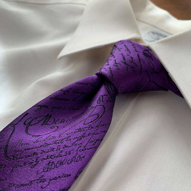 Berluti ベルルッティ ネクタイ ブルー シルク カリグラフィ