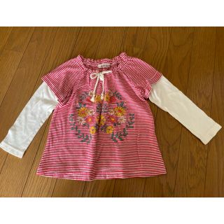 ブランシェス(Branshes)の90サイズ ブランシェス　重ね着風　ロンT 花柄(Tシャツ/カットソー)